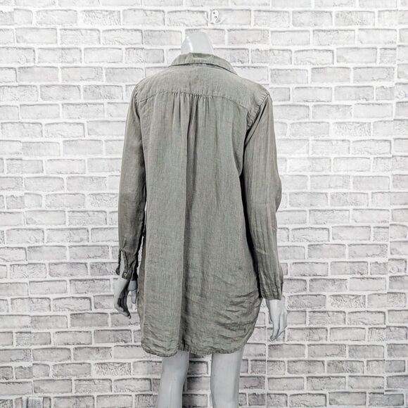 CP SHADES Women's 100% Linen Teton Tunic Blouse sage green size Small USA Made - Picture 4 of 11